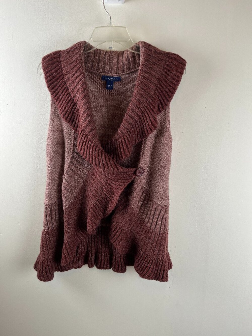 Bandolino Sleeveless Red ruffle Cardigan Vest